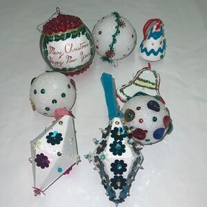 Vintage Christmas ornaments styro foam Handmade lot